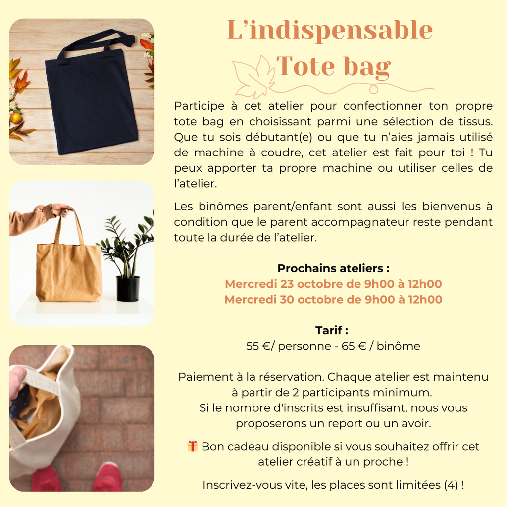 Stage couture : Je crée un tote Bag
